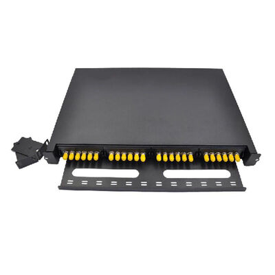 คุณภาพ  Black ODF Patch Panel Simplex 24F 24 Port ST Fiber Patch Panel Face Plate 6 Slot โรงงาน