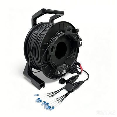 คุณภาพ  150M Tac Fiber TPU Armord Tactical Fiber Single-Mode 4/6/8/12 Strands Cable on Reel with SC LC ST Connectors for Live Streaming โรงงาน