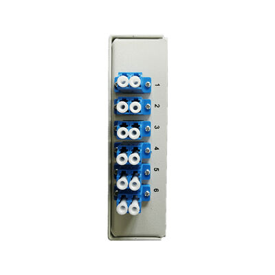 กล่องเทอร์มินัลราง Din ไฟเบอร์ออปติกเหล็กรีดเย็น 12 แกนพร้อมอะแดปเตอร์ Lc Duplex