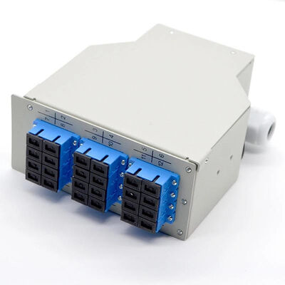 กล่องเลิกจ้างไฟเบอร์ออปติก 24fibers Din-Rail เหล็กรีดเย็น 12 พอร์ต Sc Duplex