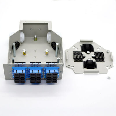 กล่องเลิกจ้างไฟเบอร์ออปติก 24fibers Din-Rail เหล็กรีดเย็น 12 พอร์ต Sc Duplex