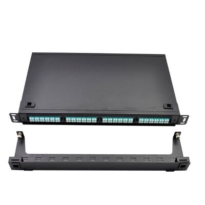 1U MTP โมดูลคาสเซ็ท 96F MPO เป็น LC Patch Panel แร็คเมาท์ สีดำ