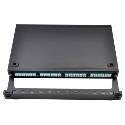1U MTP โมดูลคาสเซ็ท 96F MPO เป็น LC Patch Panel แร็คเมาท์ สีดำ