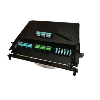 19 "แผงแพทช์ไฟเบอร์ LC MTP MPO 1U กล่องเลิกจ้างไฟเบอร์โลหะ
