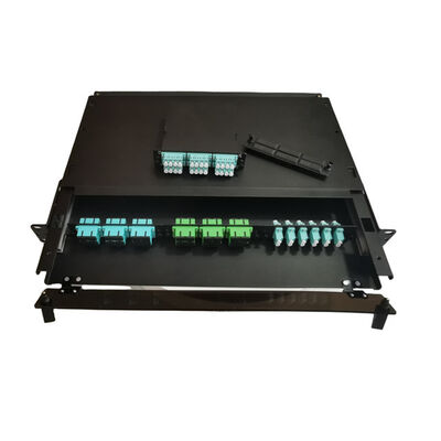 19 "แผงแพทช์ไฟเบอร์ LC MTP MPO 1U กล่องเลิกจ้างไฟเบอร์โลหะ