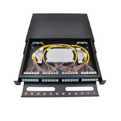 96FO MPO MTP แผงแพทช์ LC Duplex 1U แผงแพทช์ไฟเบอร์ 12 ช่อง