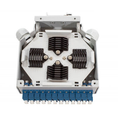 กล่องเทอร์มินัลราง Din ไฟเบอร์ออปติก 24 แกนพร้อม 12 ชิ้น Lc / Apc Duplex Aadapter