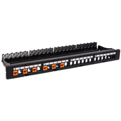 แผงแพทช์เครือข่าย CAT5 CAT6 UTP ว่างที่ไม่ได้โหลดแผงแพทช์พอร์ต RJ45 24