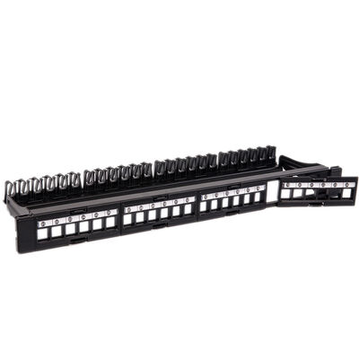 แผงแพทช์เครือข่าย CAT5 CAT6 UTP ว่างที่ไม่ได้โหลดแผงแพทช์พอร์ต RJ45 24