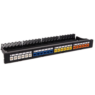 แผงแพทช์เครือข่าย CAT5 CAT6 UTP ว่างที่ไม่ได้โหลดแผงแพทช์พอร์ต RJ45 24