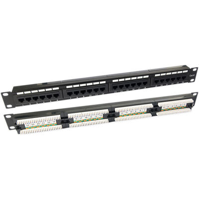 แผงแพทช์ Keystone เปล่า 1U ไม่หุ้มแผงแพทช์ 24 พอร์ต CAT5E