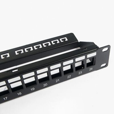 แผงแพทช์เครือข่ายเปล่า Unshielded RJ45 24 Port 1U Patch Panel