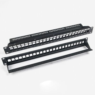 แผงแพทช์เครือข่ายเปล่า Unshielded RJ45 24 Port 1U Patch Panel