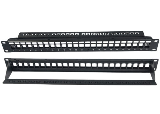 แผงแพทช์เครือข่ายเปล่า Unshielded RJ45 24 Port 1U Patch Panel