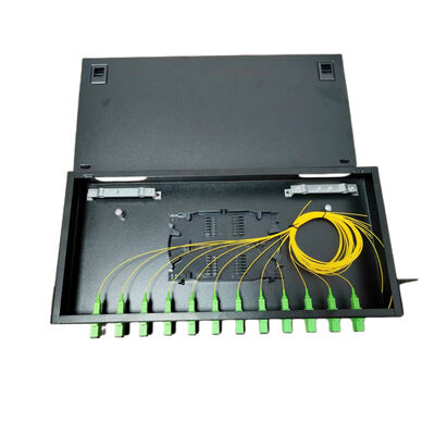 แผงแพทช์ไฟเบอร์ 12 พอร์ต ODF 1U กล่องเทอร์มินัลใยแก้วนำแสง SC Pigtail Adapter